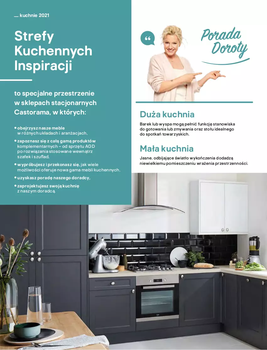 Gazetka promocyjna Castorama - Katalog Kuchnie 2021 - ważna 01.10 do 31.12.2021 - strona 6 - produkty: Astor, Gra, Kuchnia, Meble, Mięta, Okap, Piec, Piekarnik, Por, Rama, Stół, Szafka, Zlew