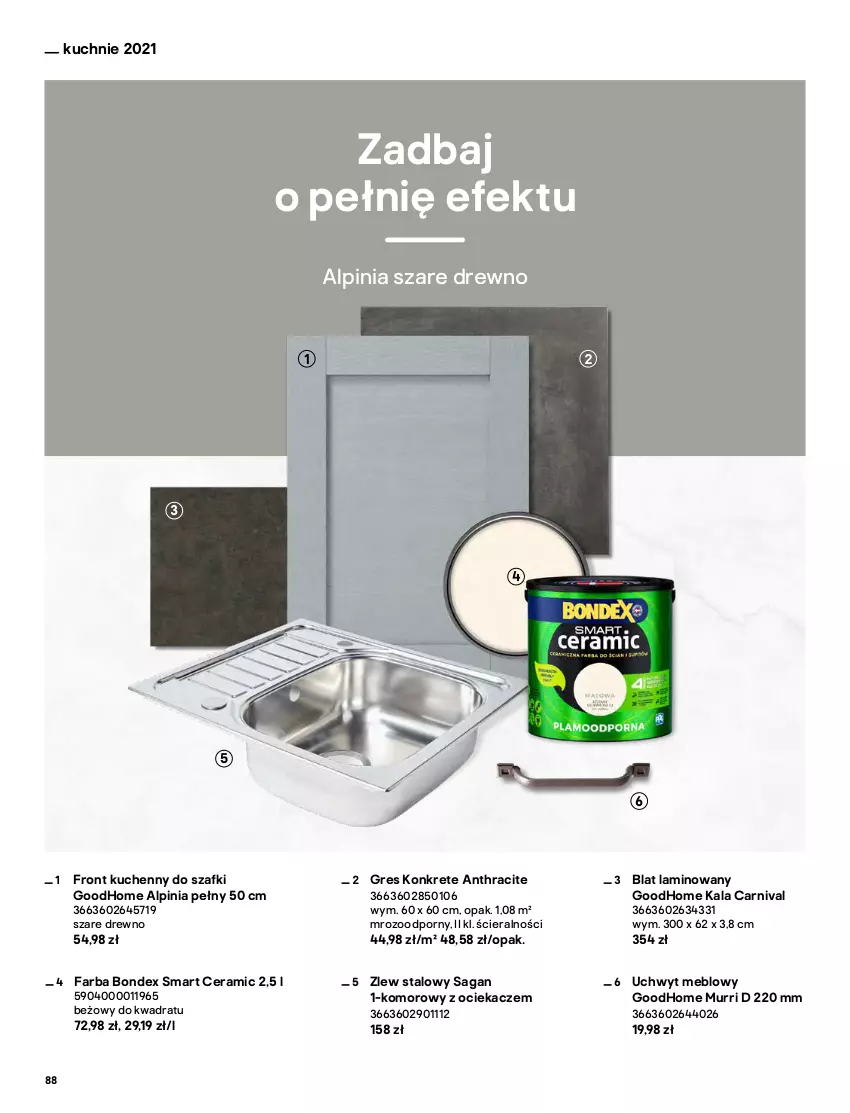 Gazetka promocyjna Castorama - Katalog Kuchnie 2021 - ważna 01.10 do 31.12.2021 - strona 88 - produkty: Alpina, Fa, Gres, Kret, Ociekacz, Por, Saga, Zlew, Zlew stalowy