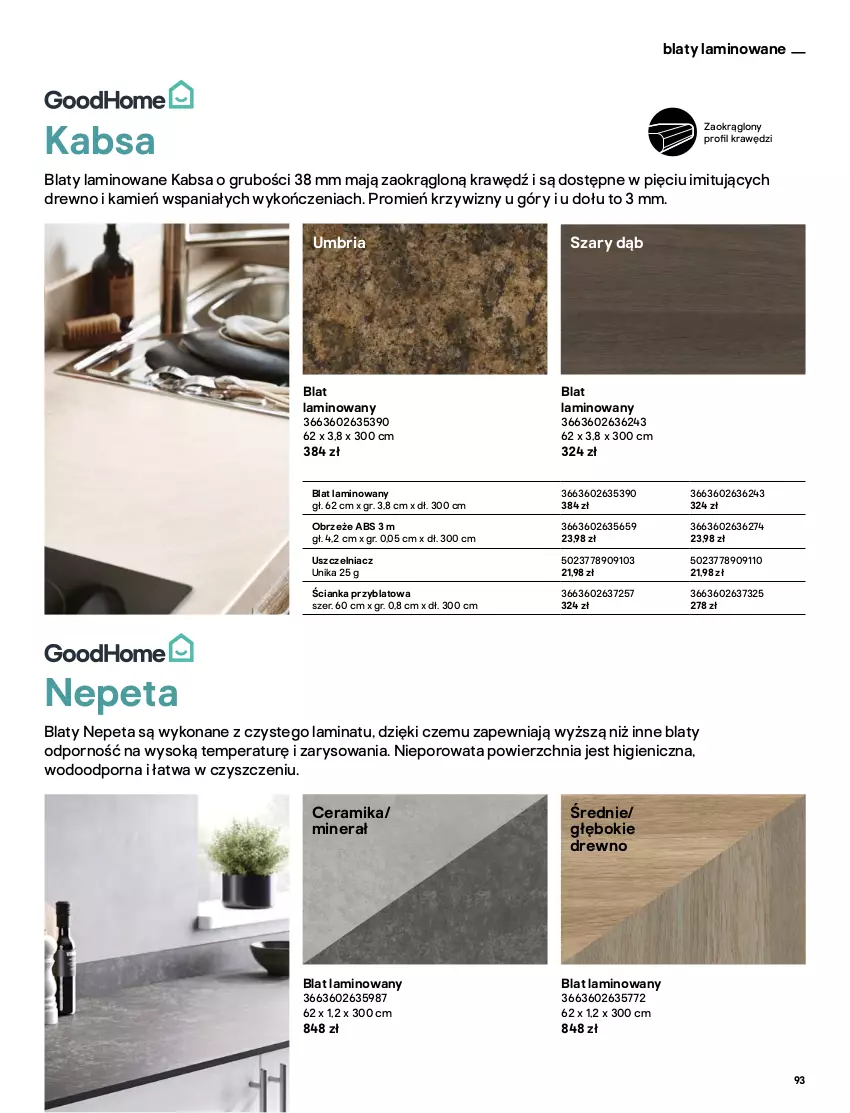 Gazetka promocyjna Castorama - Katalog Kuchnie 2021 - ważna 01.10 do 31.12.2021 - strona 93 - produkty: Cement, Listwa, Por, Sok