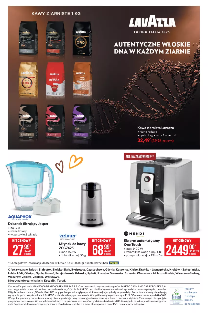 Gazetka promocyjna Makro - [Oferta specjalna] Kawa i herbata - ważna 05.10 do 18.10.2021 - strona 12 - produkty: Dzbanek, Dzbanek filtrujący, Gra, Kawa, Kawa ziarnista, Kosz, Lavazza, Młynek, Młynek do kawy, Papier, Piec, Rum, Sos, Szal