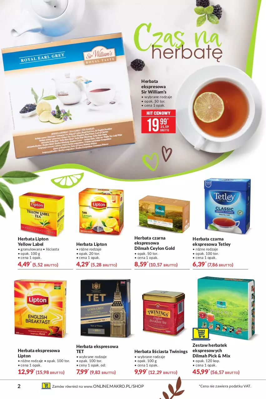 Gazetka promocyjna Makro - [Oferta specjalna] Kawa i herbata - ważna 05.10 do 18.10.2021 - strona 2 - produkty: Dilmah, Gra, Herbata, Herbata czarna, Lipton, Tetley