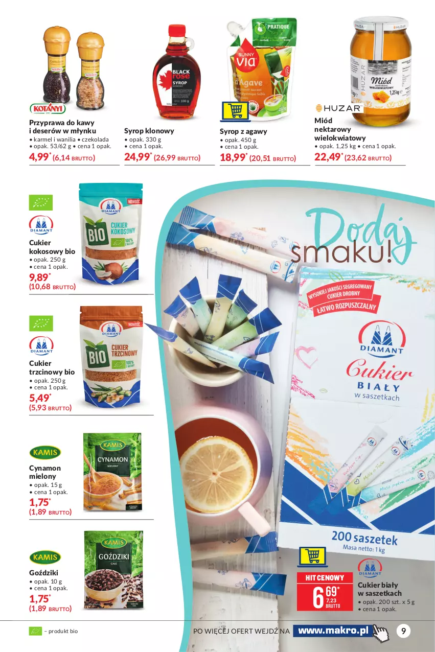 Gazetka promocyjna Makro - [Oferta specjalna] Kawa i herbata - ważna 05.10 do 18.10.2021 - strona 9 - produkty: Cukier, Cukier trzcinowy, Czekolada, Deser, Kokos, Miód, Nektar, Ser, Syrop