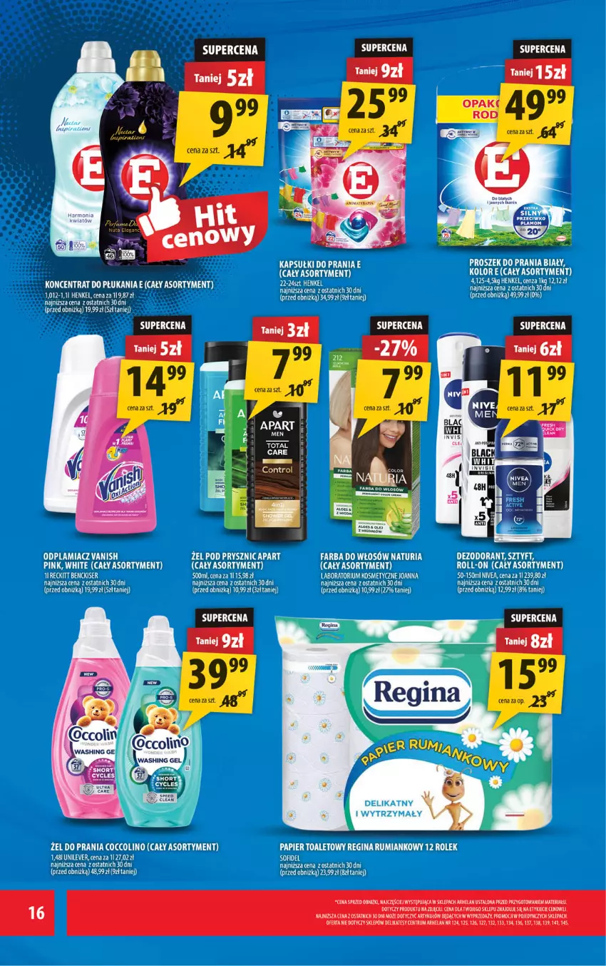 Gazetka promocyjna Arhelan - Gazetka - ważna 11.08 do 24.08.2025 - strona 16 - produkty: Coccolino, Control, Dezodorant, Fa, Farba do włosów, Gin, Joanna, Nivea, Odplamiacz, Papier, Papier toaletowy, Rum, Vanish