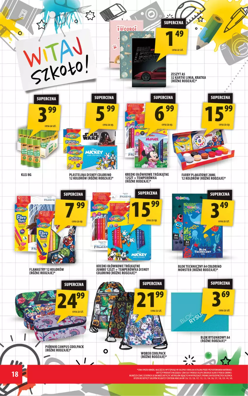 Gazetka promocyjna Arhelan - Gazetka - ważna 11.08 do 24.08.2025 - strona 18 - produkty: Disney, Fa, Flamastry, Klej, Plastelina, Rum