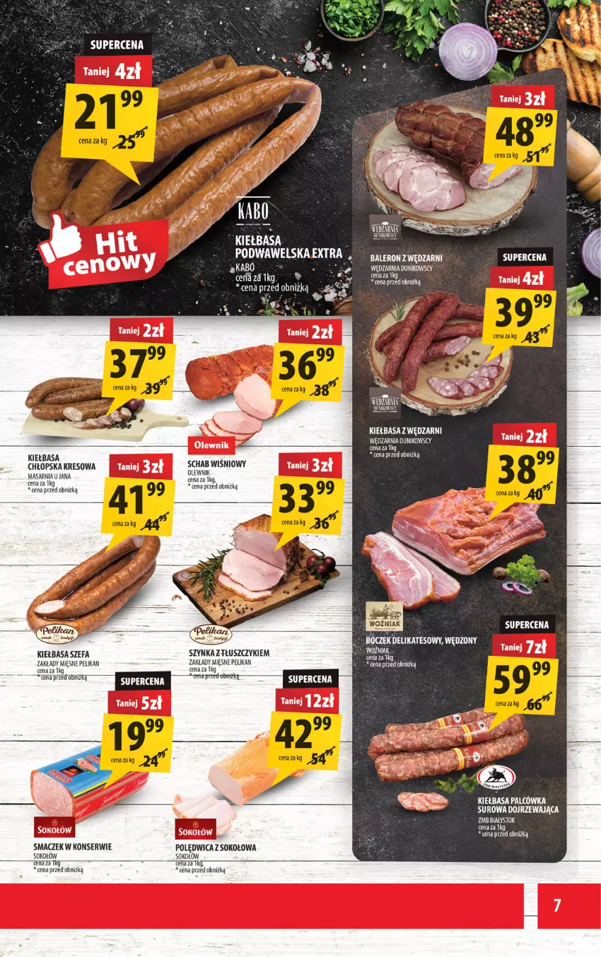 Gazetka promocyjna Arhelan - Gazetka - ważna 11.08 do 24.08.2025 - strona 7 - produkty: Boczek, Fa, Kiełbasa, Polędwica, Ser, Sok, Sokołów, Szynka