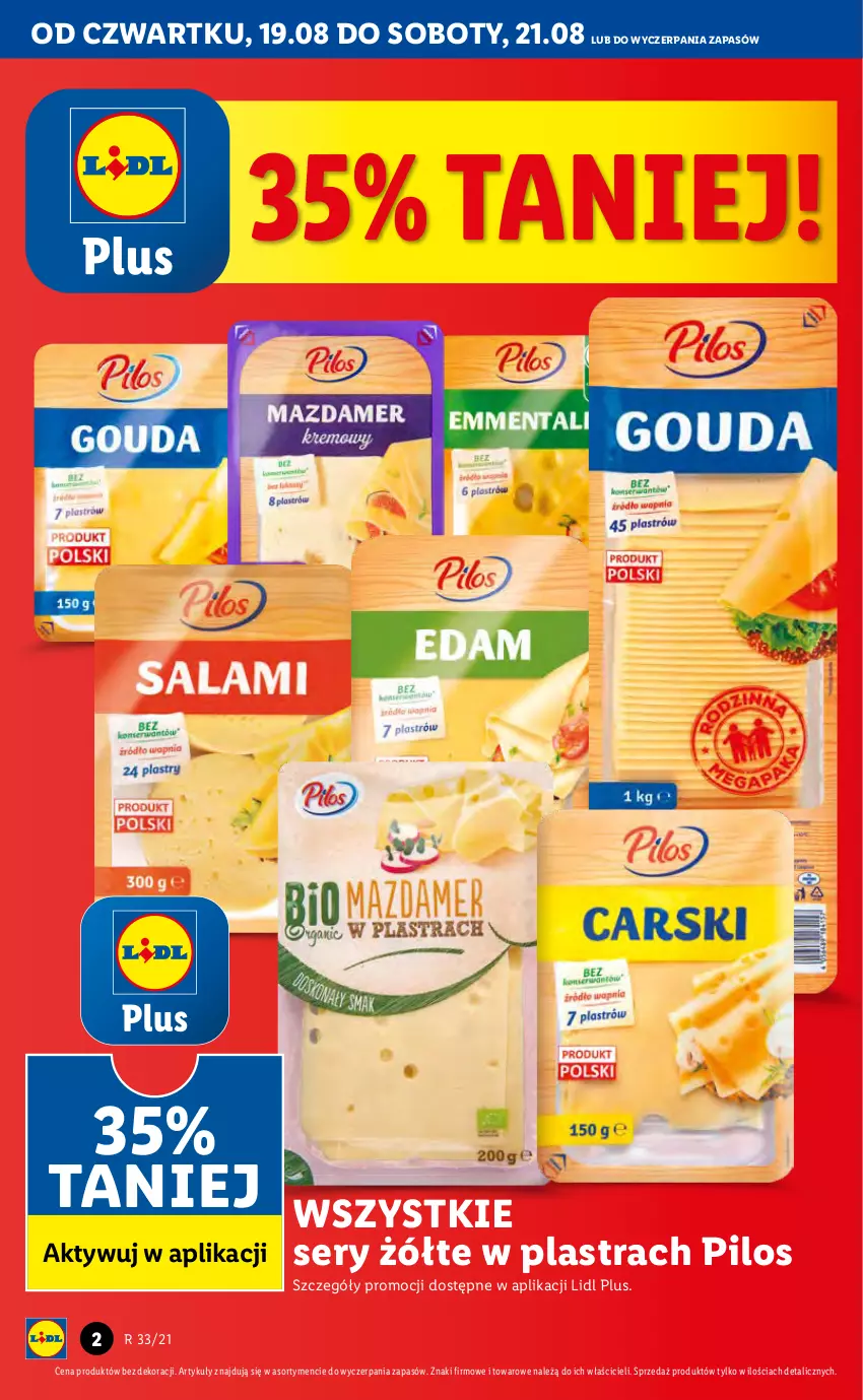 Gazetka promocyjna Lidl - GAZETKA - ważna 19.08 do 21.08.2021 - strona 2 - produkty: Pilos, Ser