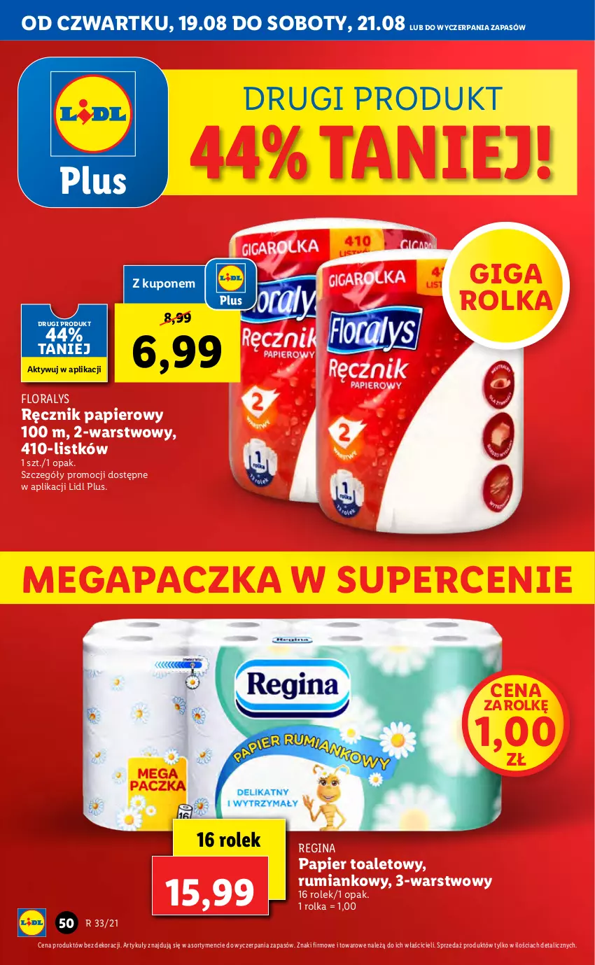 Gazetka promocyjna Lidl - GAZETKA - ważna 19.08 do 21.08.2021 - strona 50 - produkty: Flora, Gin, Papier, Papier toaletowy, Ręcznik, Rum