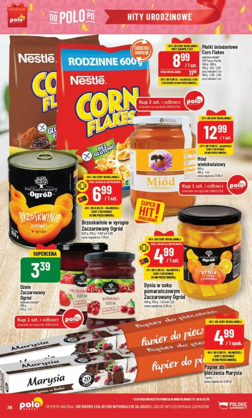 Gazetka promocyjna PoloMarket - ważna 25.10 do 31.10.2023 - strona 32 - produkty: Brzoskwinie, Cif, Corn flakes, Danio, Dżem, Miód, Ogród, Papier, Piec, Sok, Syrop