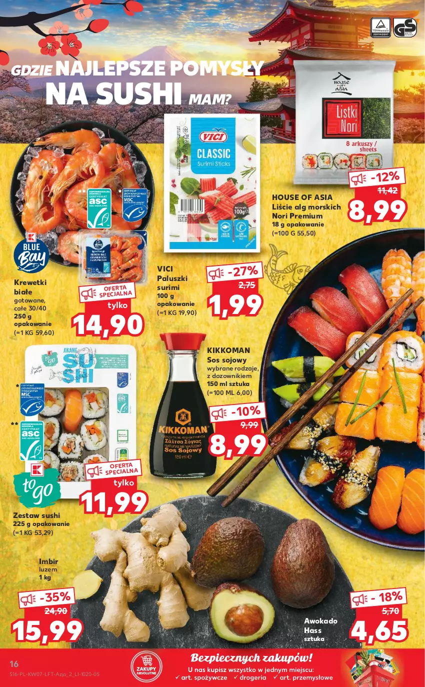 Gazetka promocyjna Kaufland - OFERTA TYGODNIA - ważna 17.02 do 23.02.2022 - strona 16 - produkty: Dozownik, House of Asia, Imbir, Krewetki, LG, Piec, Sos, Sos sojowy, Surimi, Sushi