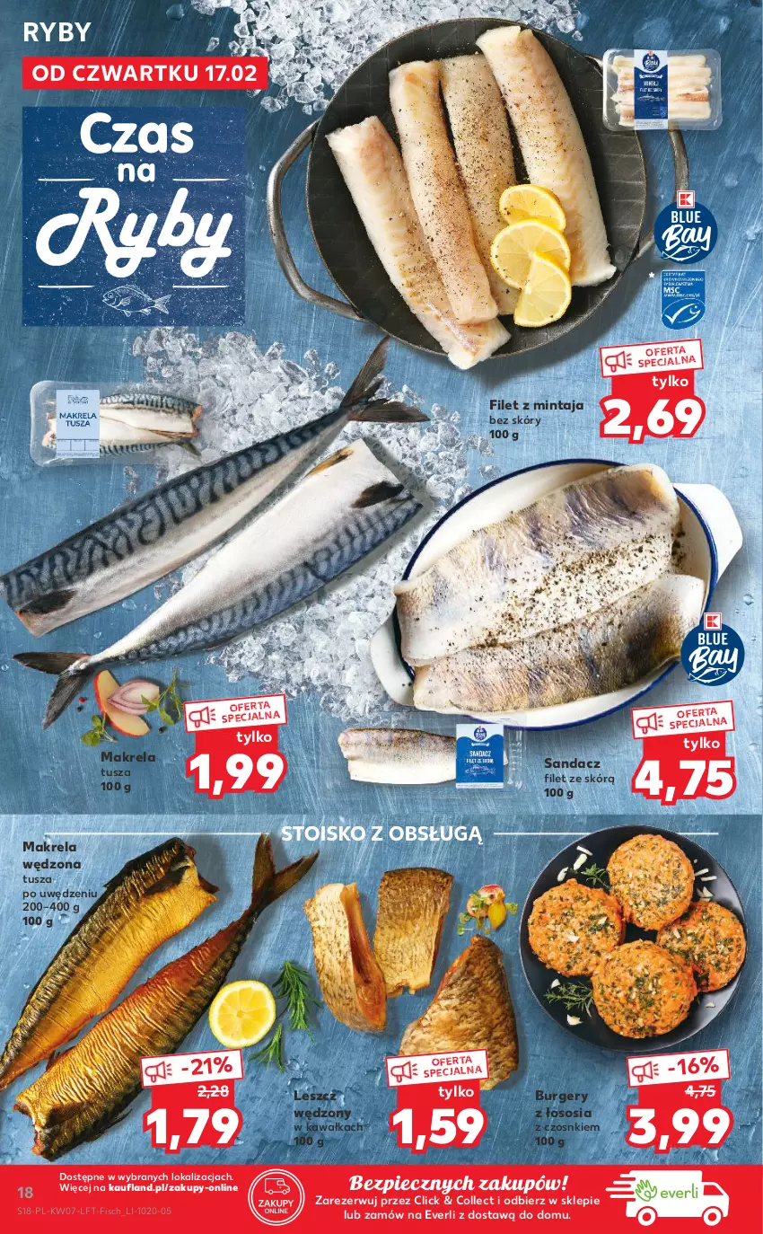 Gazetka promocyjna Kaufland - OFERTA TYGODNIA - ważna 17.02 do 23.02.2022 - strona 18 - produkty: Burger, Filet z mintaja, Kawa, Mintaj, Piec, Sandacz, Sandacz filet, Sos, Tusz