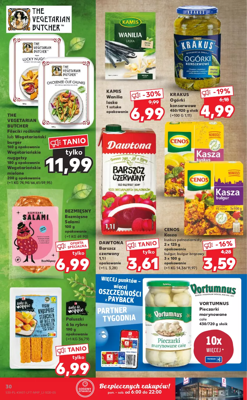 Gazetka promocyjna Kaufland - OFERTA TYGODNIA - ważna 17.02 do 23.02.2022 - strona 30 - produkty: Bulgur, Burger, Cenos, Dawtona, Kamis, Kasza, Krakus, Kuskus, LG, Ogórki konserwowe, Piec, Salami, Ser, Vegeta