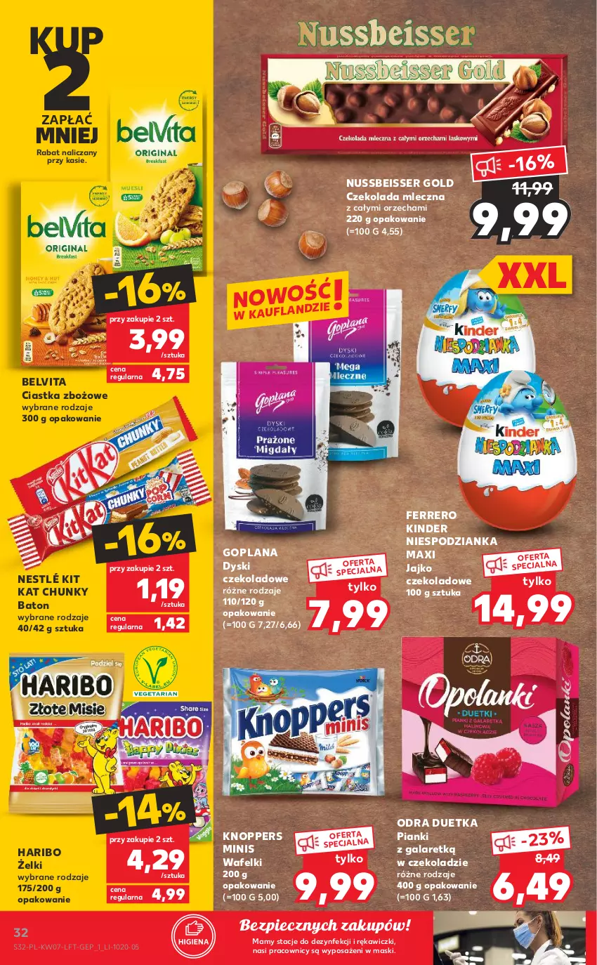 Gazetka promocyjna Kaufland - OFERTA TYGODNIA - ważna 17.02 do 23.02.2022 - strona 32 - produkty: Baton, BelVita, Ciastka, Czekolada, Czekolada mleczna, Ferrero, Gala, Goplana, Haribo, Kinder, Kit Kat, Knoppers, LANA, Nestlé, Piec, Ser, Vita C