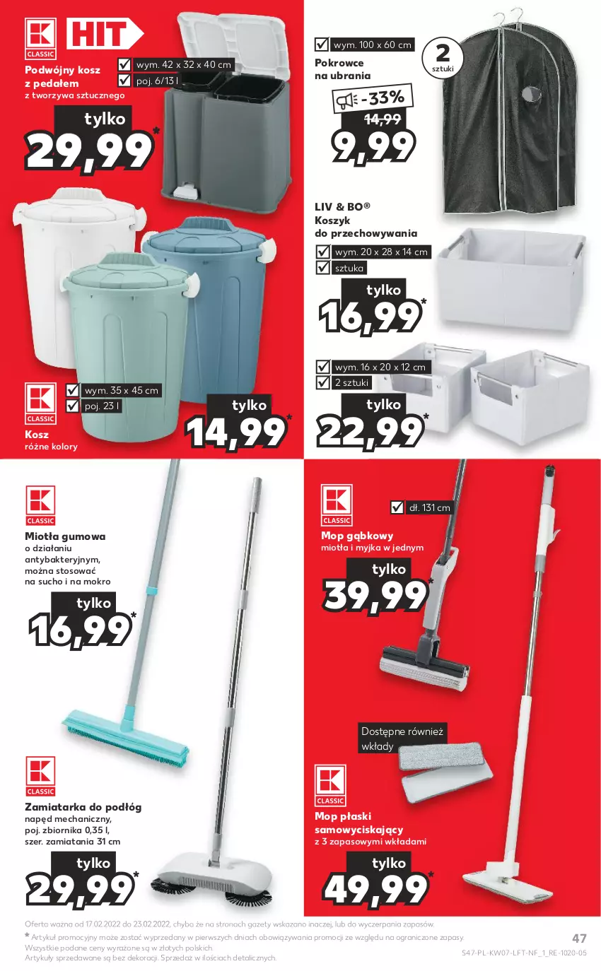 Gazetka promocyjna Kaufland - OFERTA TYGODNIA - ważna 17.02 do 23.02.2022 - strona 47 - produkty: Gra, Kosz, Miotła, Mop, Tarka, Ubrania