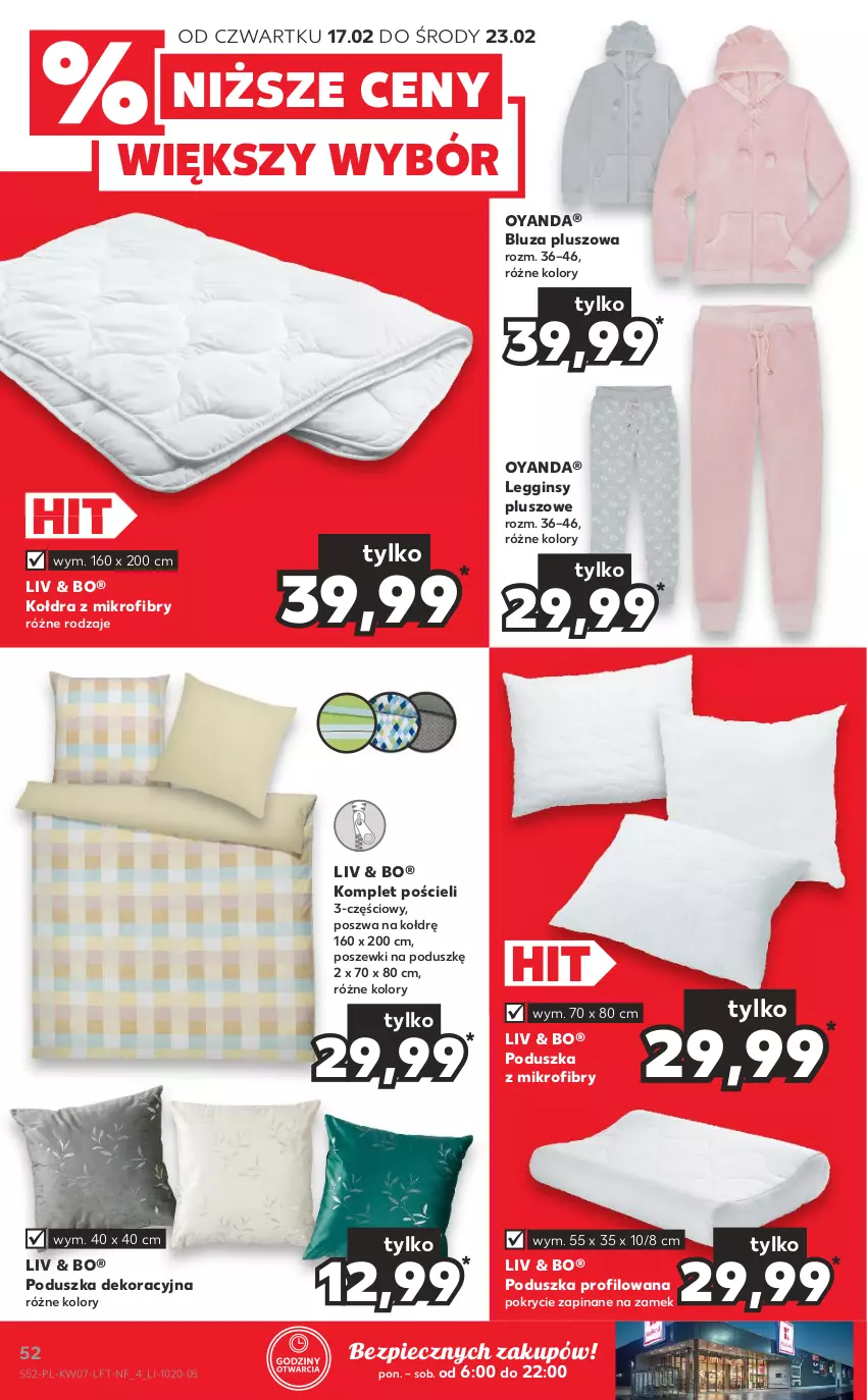 Gazetka promocyjna Kaufland - OFERTA TYGODNIA - ważna 17.02 do 23.02.2022 - strona 52 - produkty: Bluza, Gin, Kołdra, Kołdra z mikrofibry, Komplet pościeli, Legginsy, Piec, Poduszka, Poduszka dekoracyjna, Poduszka z mikrofibry, Pościel