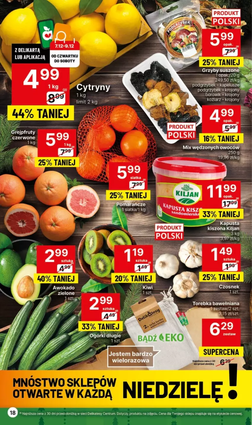 Gazetka promocyjna Delikatesy Centrum - Dyskontowe ceny w Delikatesach Centrum - ważna 30.11 do 06.12.2023 - strona 18 - produkty: Grejpfrut, Grzyby