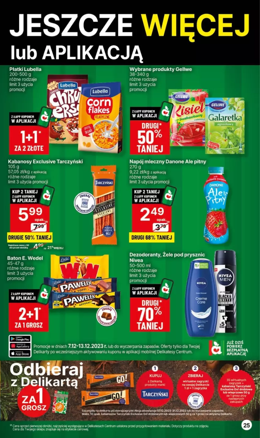 Gazetka promocyjna Delikatesy Centrum - Dyskontowe ceny w Delikatesach Centrum - ważna 30.11 do 06.12.2023 - strona 25 - produkty: Baton, Bell, Bella, Danone, Dezodorant, E. Wedel, Gra, Gry, Kabanos, Lubella, Napój, Napój mleczny, Rum, Tarczyński