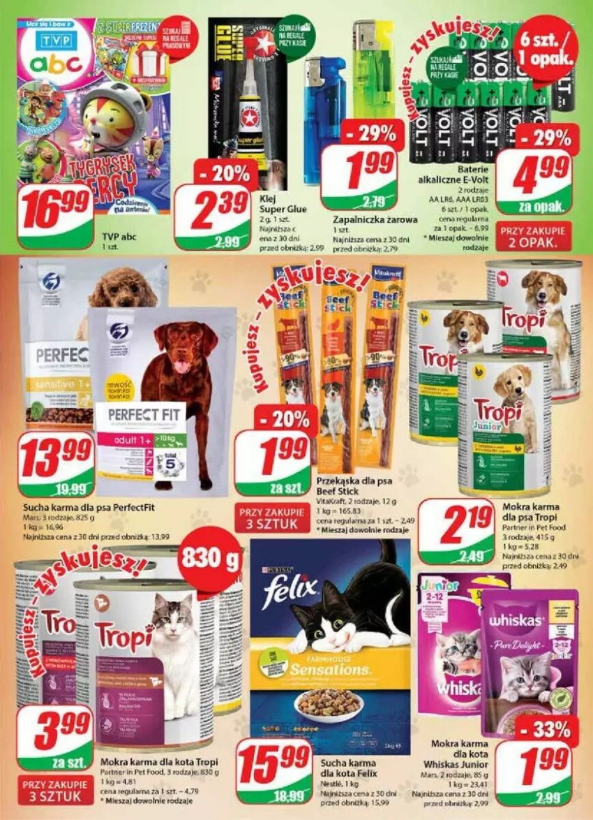 Gazetka promocyjna Dino - ważna 06.09 do 12.09.2023 - strona 14 - produkty: Felix, Klej, Mars, Mokra karma, Sucha karma, Vitakraft, Whiskas, Zapalniczka