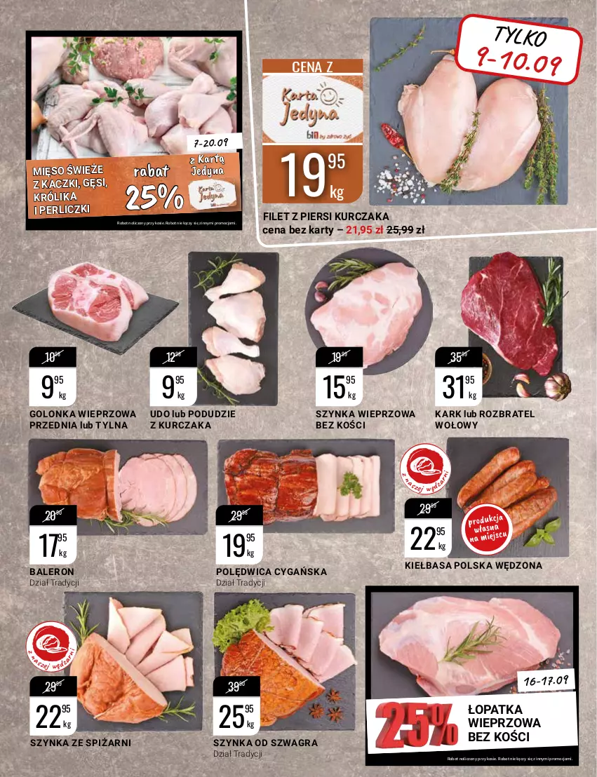 Gazetka promocyjna Bi1 - W gronie winogron - ważna 07.09 do 20.09.2022 - strona 7 - produkty: Filet z piersi kurczaka, Golonka wieprzowa, Gra, Kiełbasa, Królik, Kurczak, Mięso, Podudzie z kurczaka, Polędwica, Rozbratel wołowy, Szynka, Szynka wieprzowa