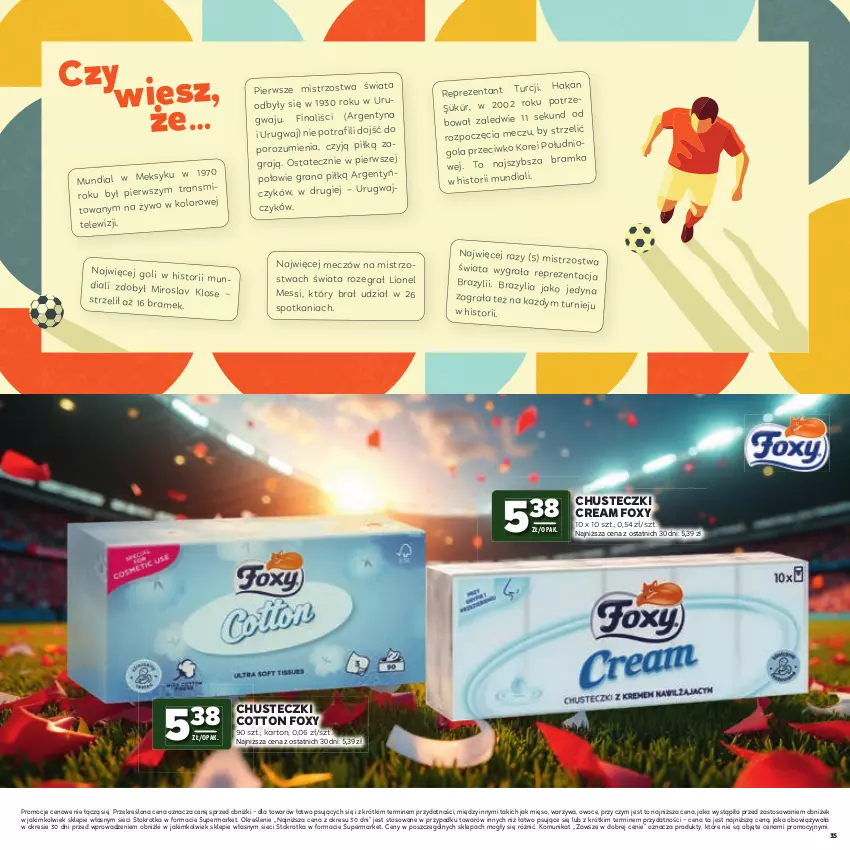 Gazetka promocyjna Stokrotka - Katalog Mistrzostwa Świata 2026! - ważna 11.06 do 24.06.2026 - strona 35 - produkty: Bramka, Chusteczki, Foxy, Gra, Lion, Mięso, Owoce, Por, Ramka, Tran, Warzywa