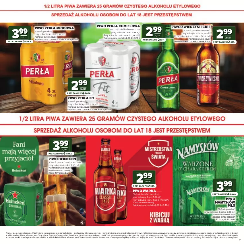 Gazetka promocyjna Stokrotka - Katalog Mistrzostwa Świata 2026! - ważna 11.06 do 24.06.2026 - strona 7 - produkty: Heineken, Mięso, Namysłów, Owoce, Perła, Piwo, Warka, Warzywa