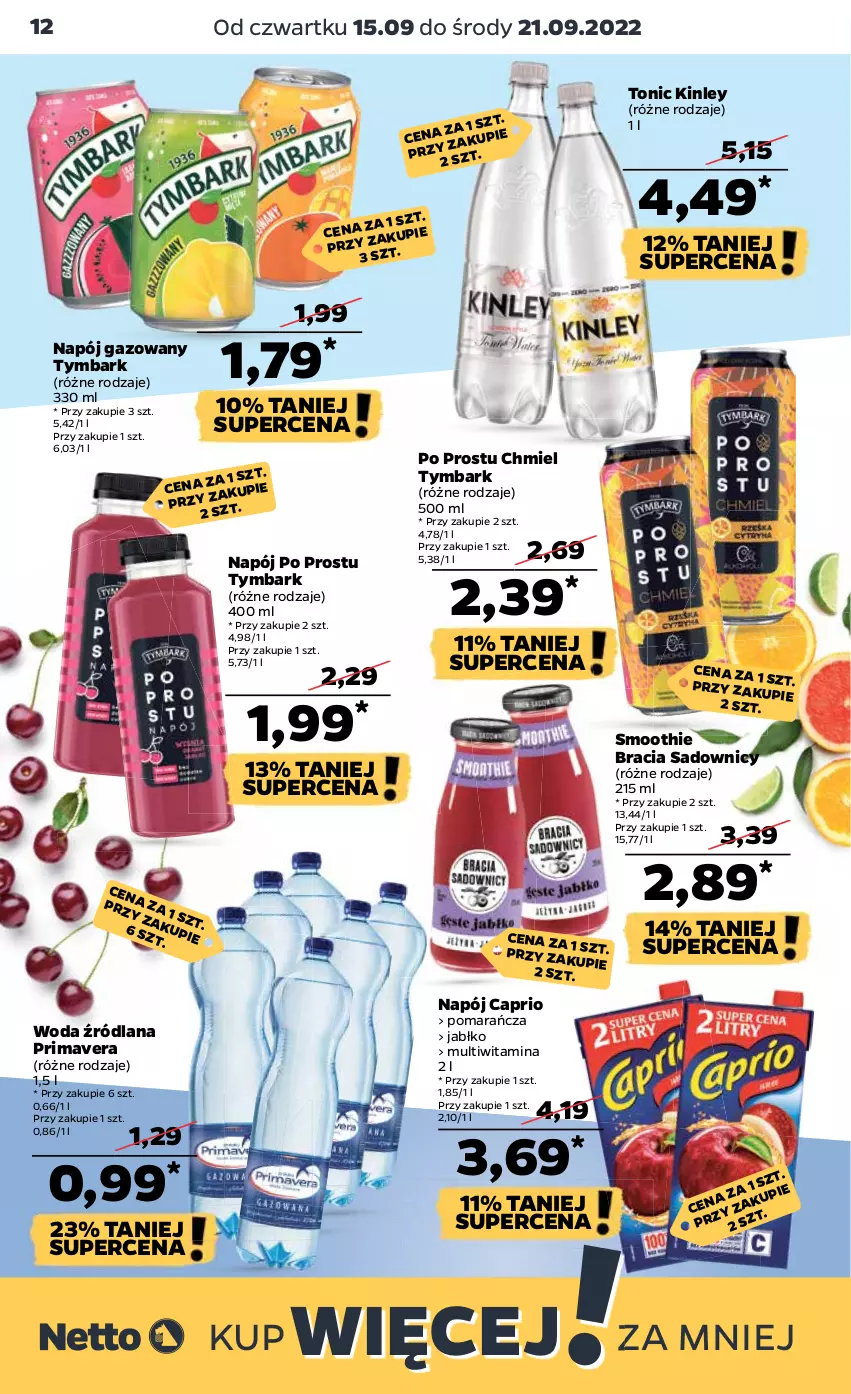 Gazetka promocyjna Netto - Artykuły spożywcze - ważna 15.09 do 21.09.2022 - strona 12 - produkty: LANA, Napój, Napój gazowany, Prima, Primavera, Smoothie, Tymbark, Woda