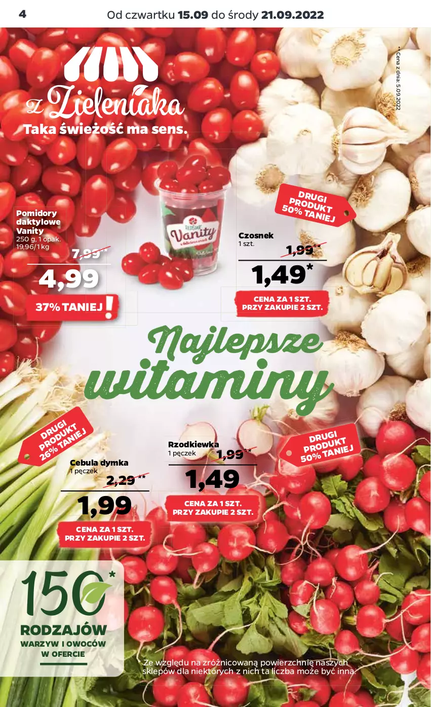 Gazetka promocyjna Netto - Artykuły spożywcze - ważna 15.09 do 21.09.2022 - strona 4 - produkty: Cebula, Czosnek, Pomidory, Rzodkiewka