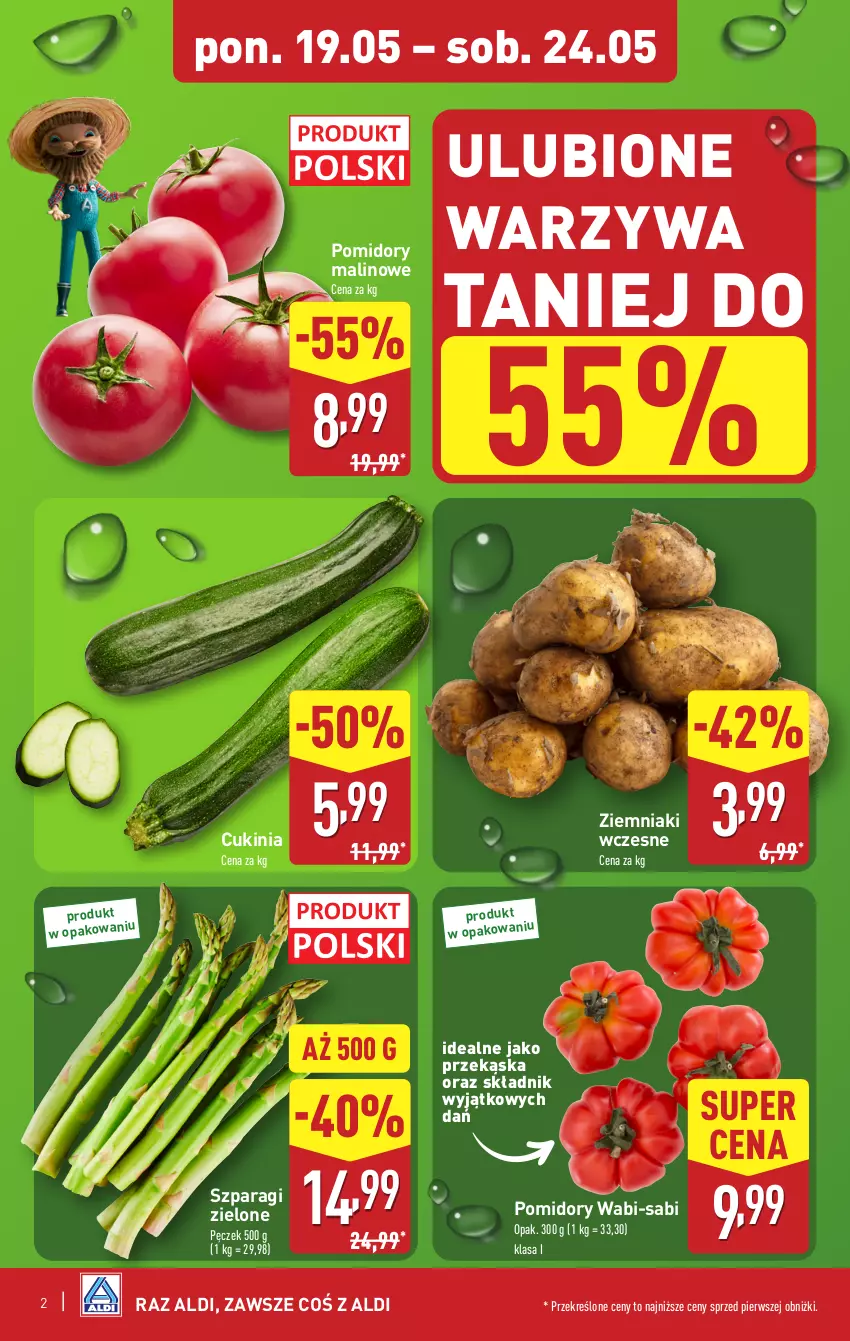 Gazetka promocyjna Aldi - Pełna oferta - ważna 19.05 do 24.05.2025 - strona 2 - produkty: Pomidory, Warzywa, Ziemniaki