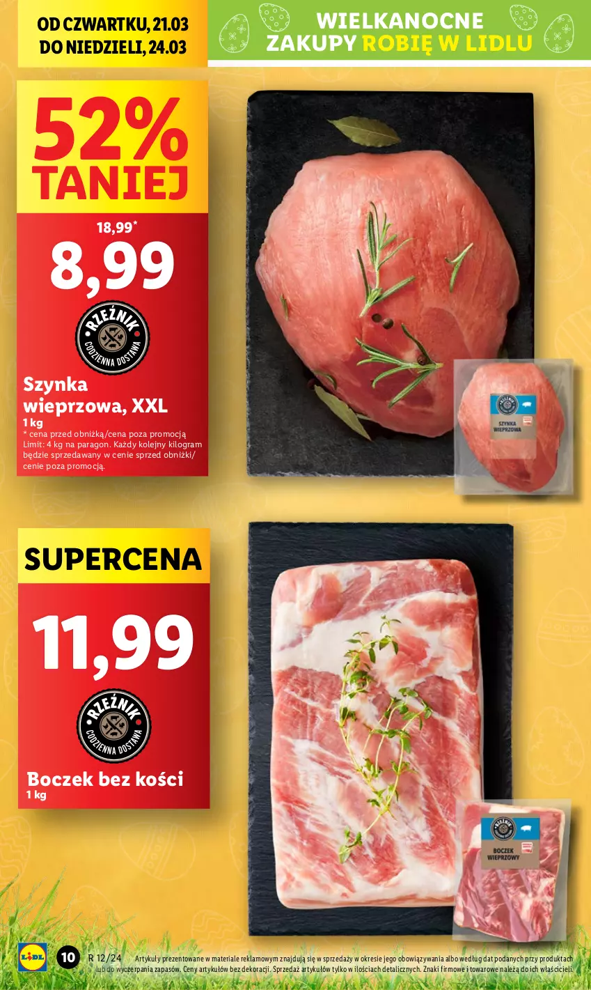 Gazetka promocyjna Lidl - GAZETKA - ważna 21.03 do 24.03.2024 - strona 10 - produkty: Boczek, Boczek bez kości, Gra, Olej, Szynka, Szynka wieprzowa