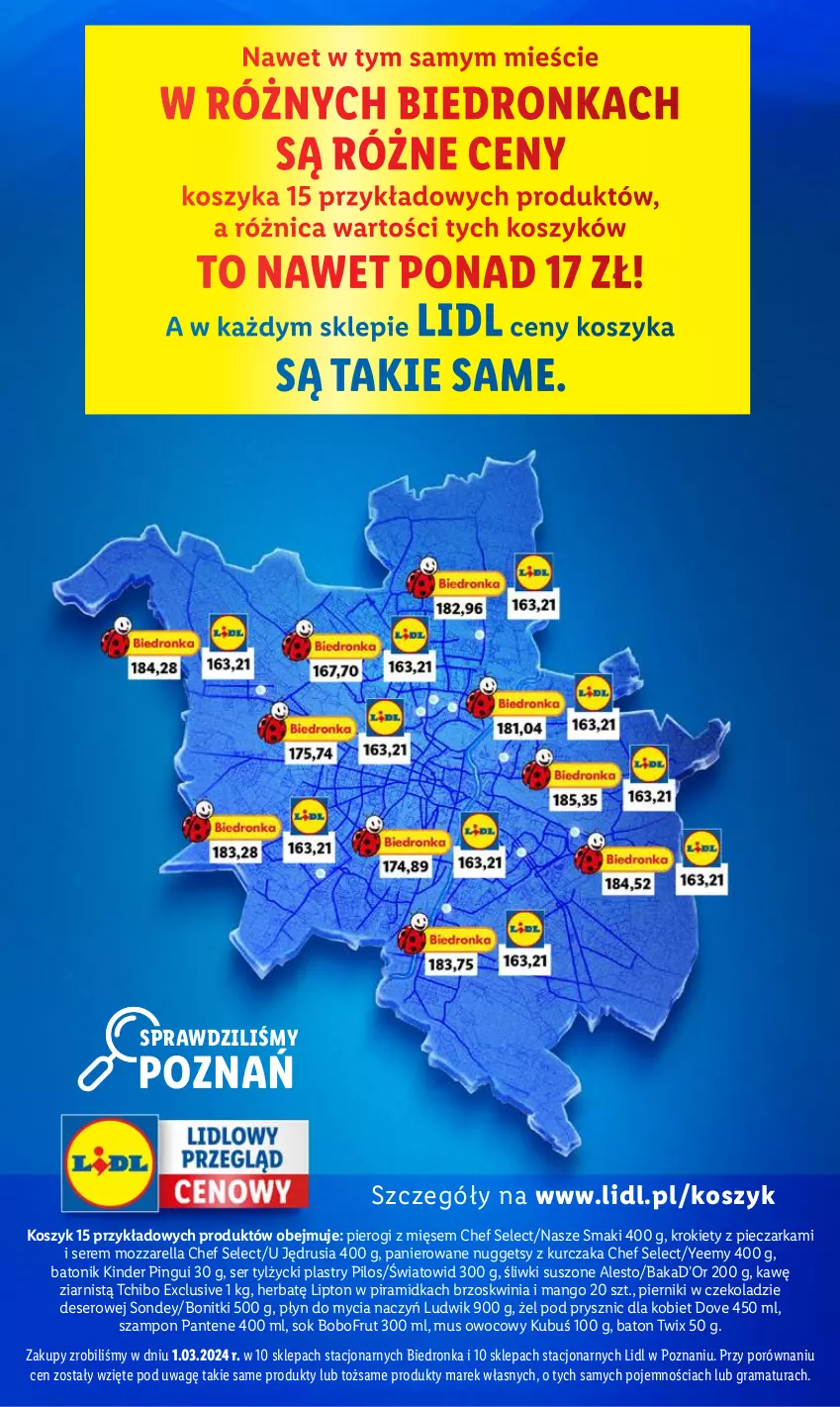 Gazetka promocyjna Lidl - GAZETKA - ważna 21.03 do 24.03.2024 - strona 2 - produkty: Baton, Bobofrut, Bonitki, Deser, Do mycia naczyń, Dove, Dron, Gra, Kinder, Kosz, Krokiety, Kubuś, Kurczak, Lipton, Ludwik, Mango, Mozzarella, Mus, Pantene, Piec, Pieczarka, Piernik, Pierniki w czekoladzie, Pierogi, Pilos, Płyn do mycia, Płyn do mycia naczyń, Por, Rama, Ser, Ser tylżycki, Sok, Szampon, Tchibo, Tonik, Twix