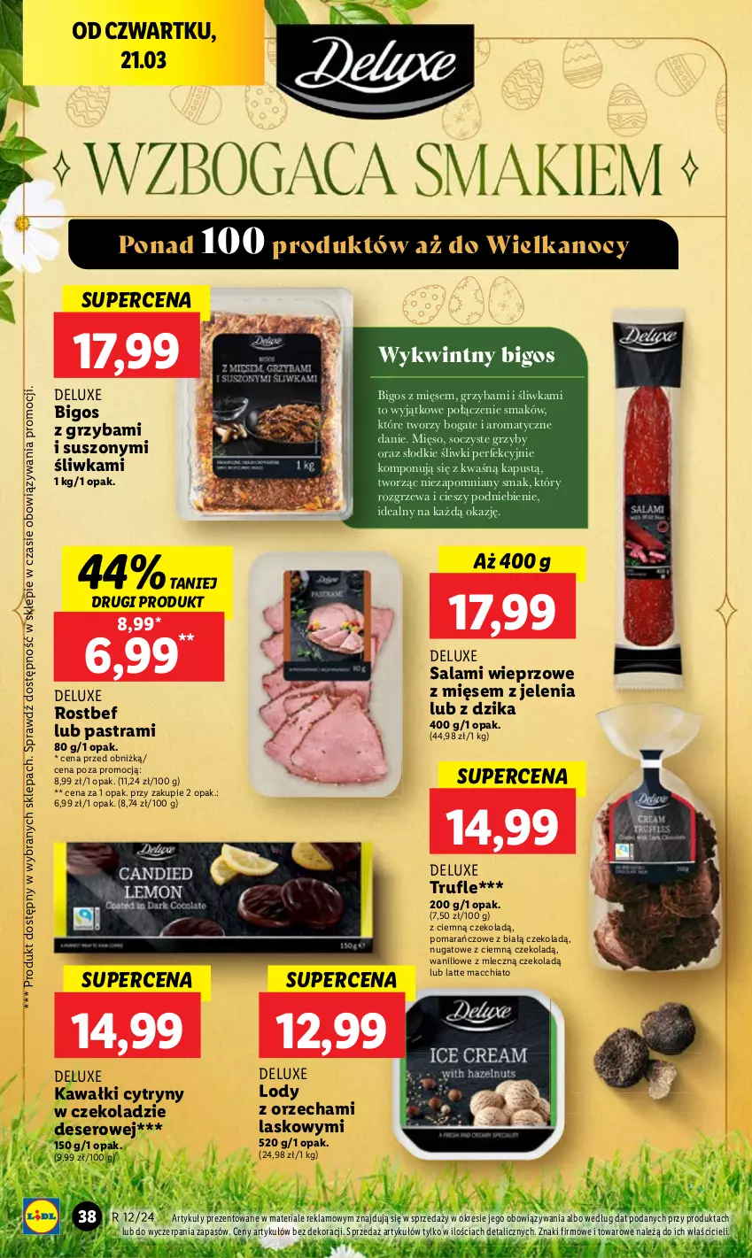 Gazetka promocyjna Lidl - GAZETKA - ważna 21.03 do 24.03.2024 - strona 40 - produkty: Bigos, Chia, Cytryny, Deser, Grzyby, Kapustą, Kawa, Lody, Mięso, Rostbef, Salami, Ser