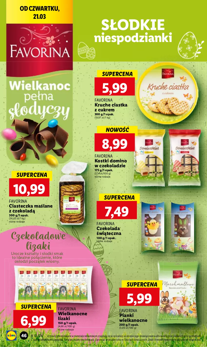 Gazetka promocyjna Lidl - GAZETKA - ważna 21.03 do 24.03.2024 - strona 48 - produkty: Ciastka, Czekolada, Fa, Lizaki