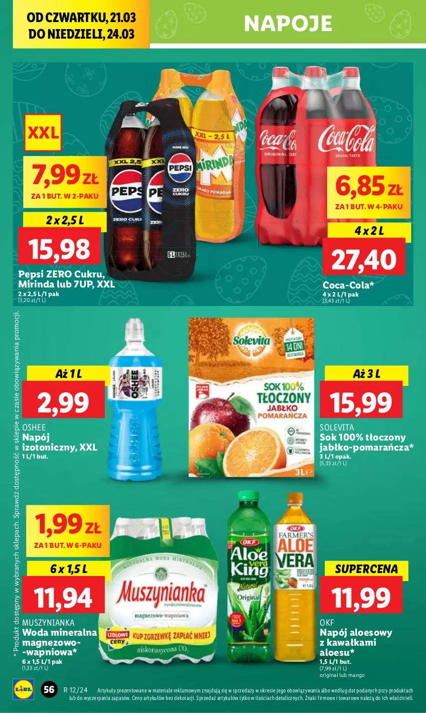 Gazetka promocyjna Lidl - GAZETKA - ważna 21.03 do 24.03.2024 - strona 60 - produkty: Gin, Kawa, Magnez, Mango, Mus, Muszynianka, Napój, Napój izotoniczny, Napoje, Oshee, Pepsi, Woda, Woda mineralna