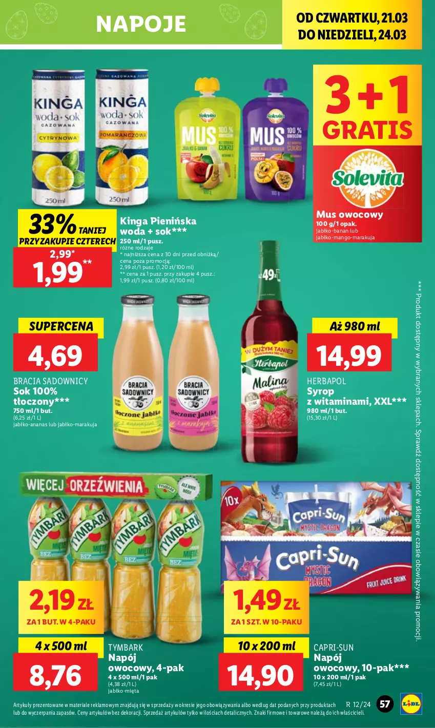 Gazetka promocyjna Lidl - GAZETKA - ważna 21.03 do 24.03.2024 - strona 61 - produkty: Ananas, Gra, Herbapol, Mango, Mięta, Napój, Napoje, Sok, Tymbark, Woda