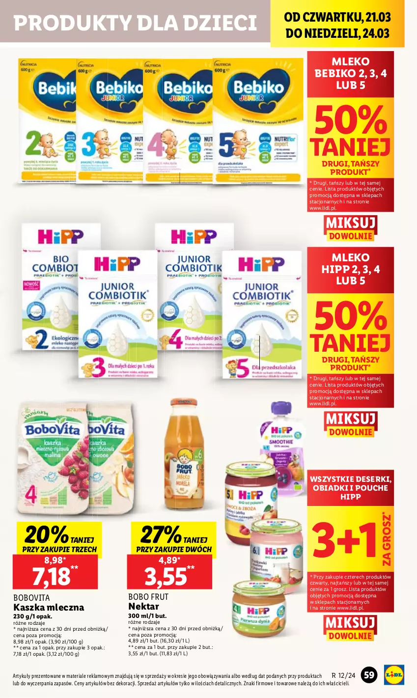 Gazetka promocyjna Lidl - GAZETKA - ważna 21.03 do 24.03.2024 - strona 65 - produkty: Bebiko, BoboVita, Dzieci, HiPP, Mleko, Nektar