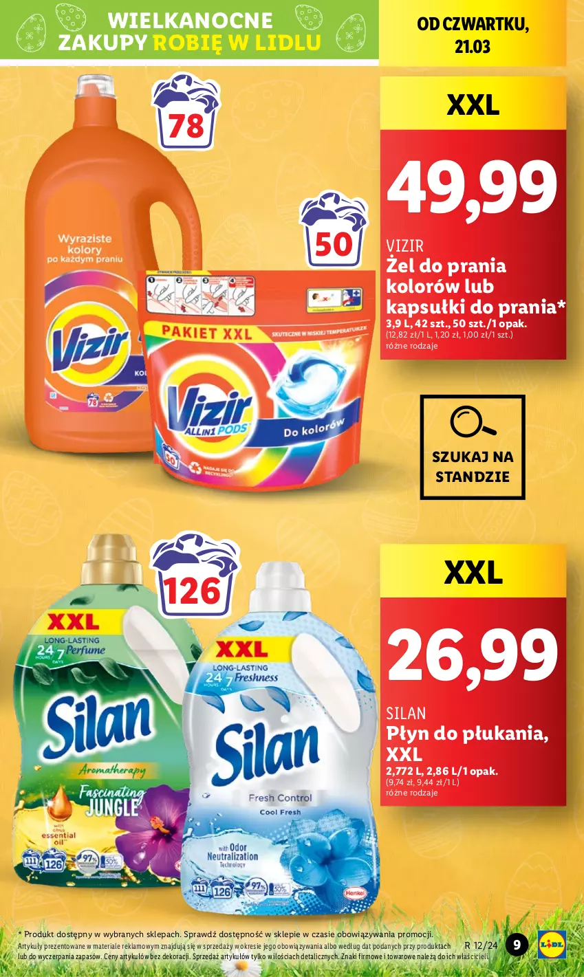 Gazetka promocyjna Lidl - GAZETKA - ważna 21.03 do 24.03.2024 - strona 9 - produkty: Kapsułki do prania, Płyn do płukania, Silan, Vizir