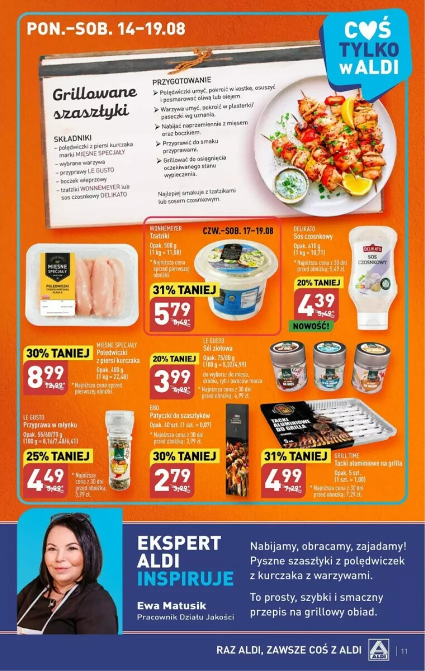 Gazetka promocyjna Aldi - ważna 14.08 do 19.08.2023 - strona 3 - produkty: Grill, Kurczak, Olej, Piec, Plasterki, Sos, Warzywa