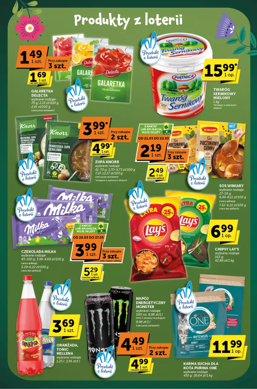 Gazetka promocyjna ABC - ważna 20.03 do 01.04.2025 - strona 5 - produkty: Chipsy, Czekolada, Delecta, Gala, Galaretka, Hellena, Knorr, LG, Milka, Oranżada, Paola, Pur, Purina, Ser, Sos, Winiary, Zupa