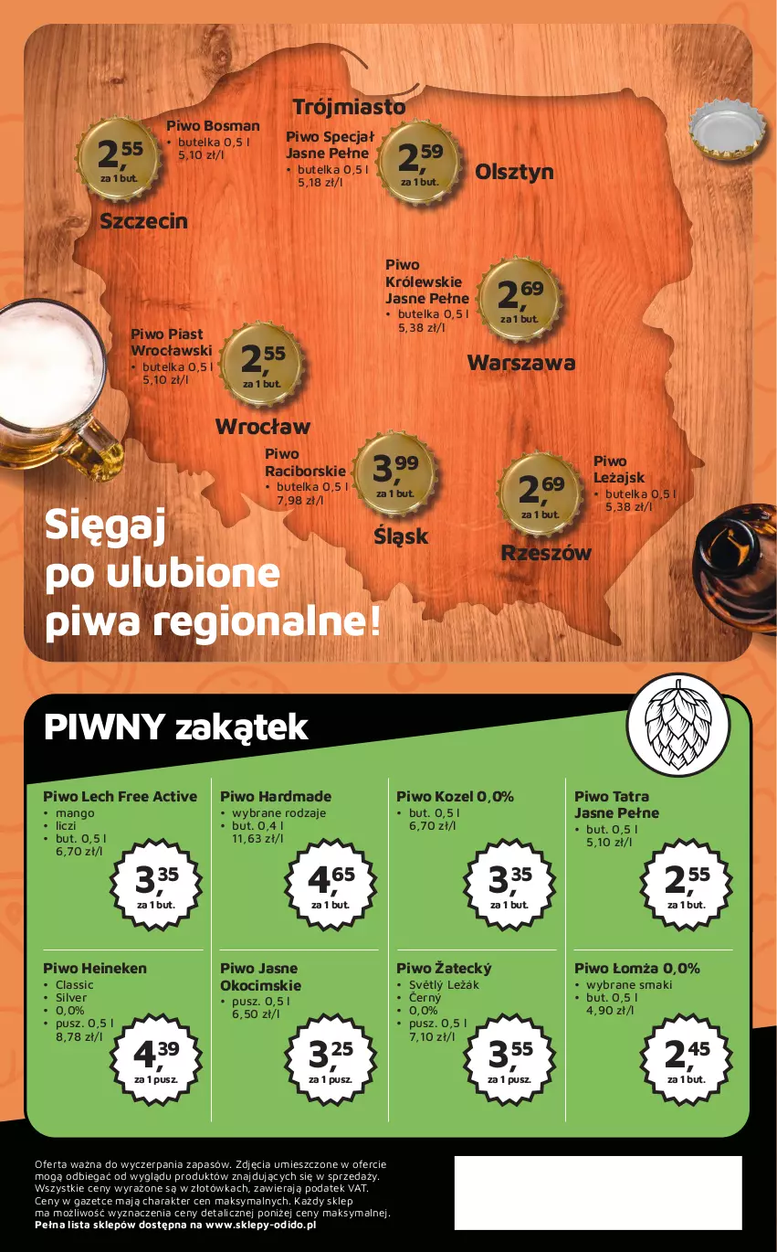 Gazetka promocyjna Odido - Gazetka - ważna 02.06 do 15.06.2023 - strona 8 - produkty: Heineken, Koc, Kozel, Królewski, Liczi, Mango, Okocim, Piast, Piwa, Piwo, Piwo jasne, Tatra