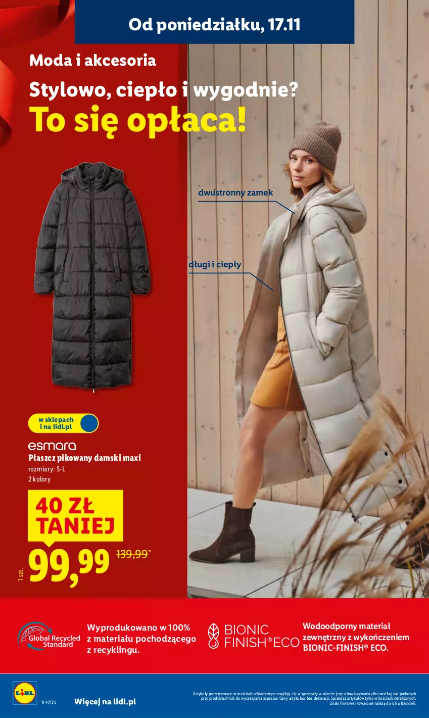 Gazetka promocyjna Lidl - GAZETKA - ważna 17.11 do 19.11.2025 - strona 10 - produkty: Control, Finish, Moda, Płaszcz, Por