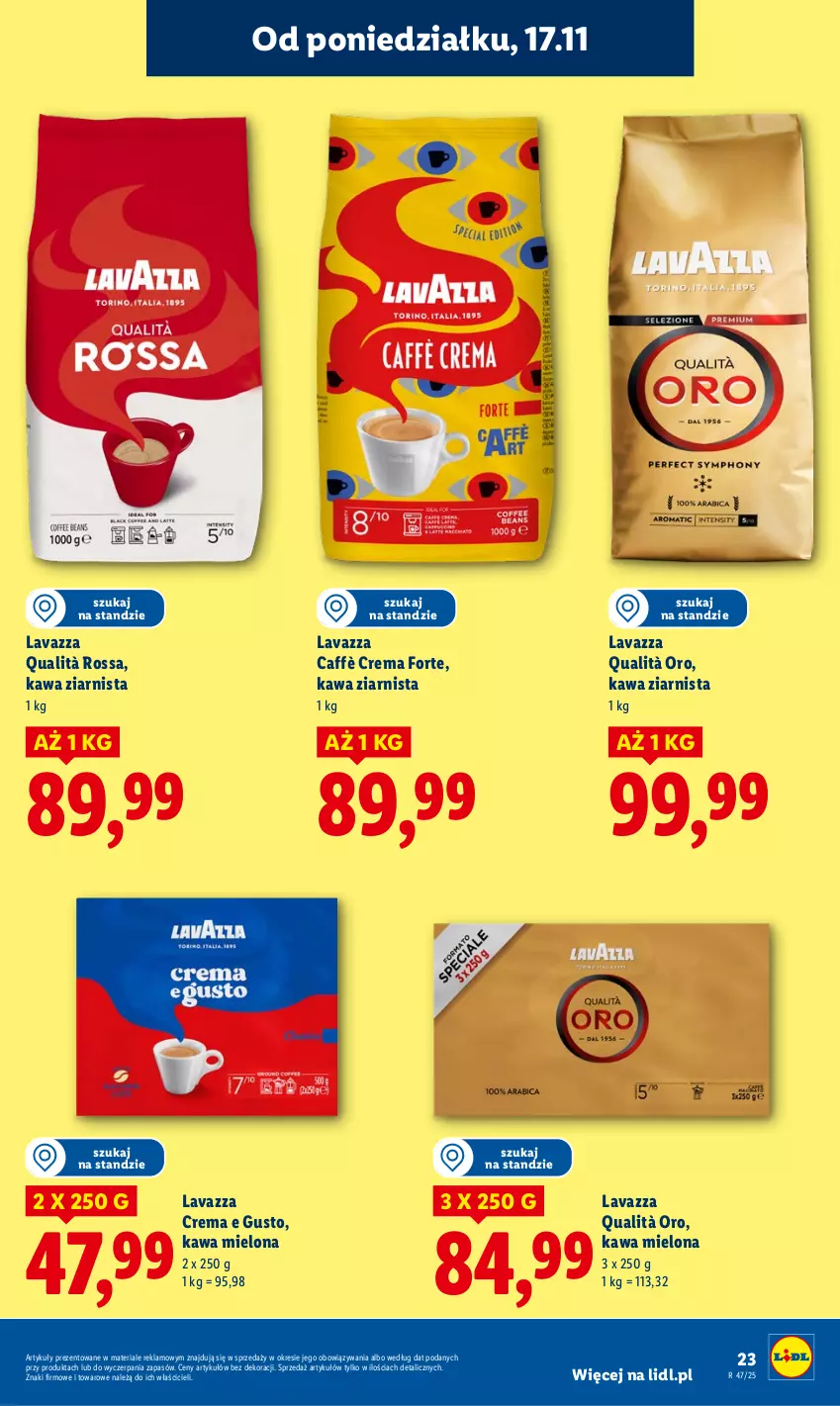 Gazetka promocyjna Lidl - GAZETKA - ważna 17.11 do 19.11.2025 - strona 23 - produkty: Kawa, Kawa mielona, Kawa ziarnista, Lavazza