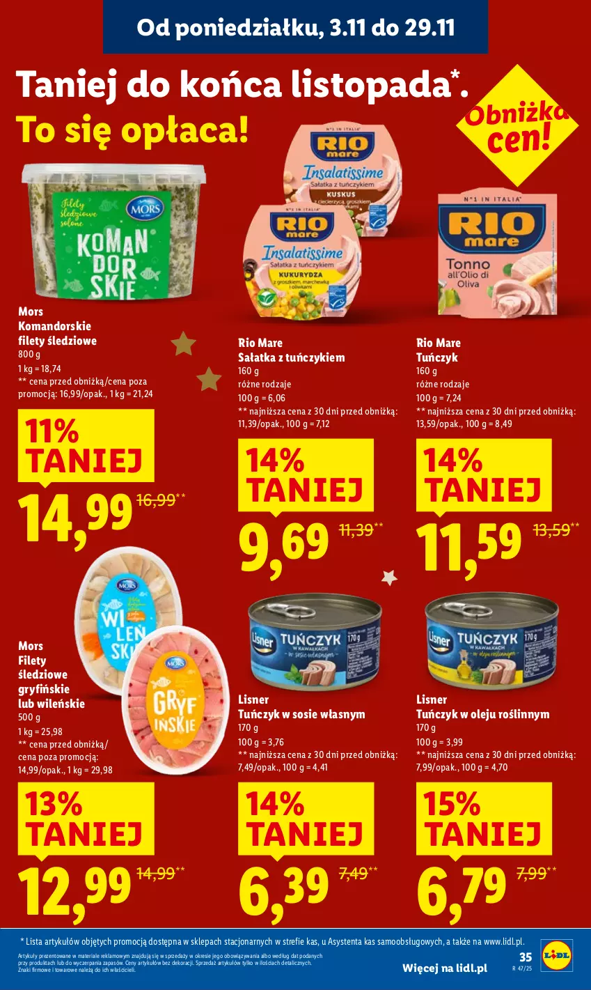 Gazetka promocyjna Lidl - GAZETKA - ważna 17.11 do 19.11.2025 - strona 35 - produkty: Gry, Lisner, Olej, Rio Mare, Sałat, Sałatka, Sos, Top, Tuńczyk