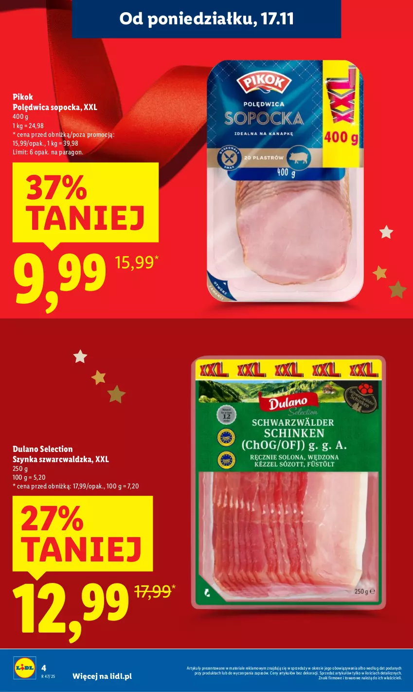 Gazetka promocyjna Lidl - GAZETKA - ważna 17.11 do 19.11.2025 - strona 4 - produkty: Dulano, PIKOK, Polędwica, Szynka