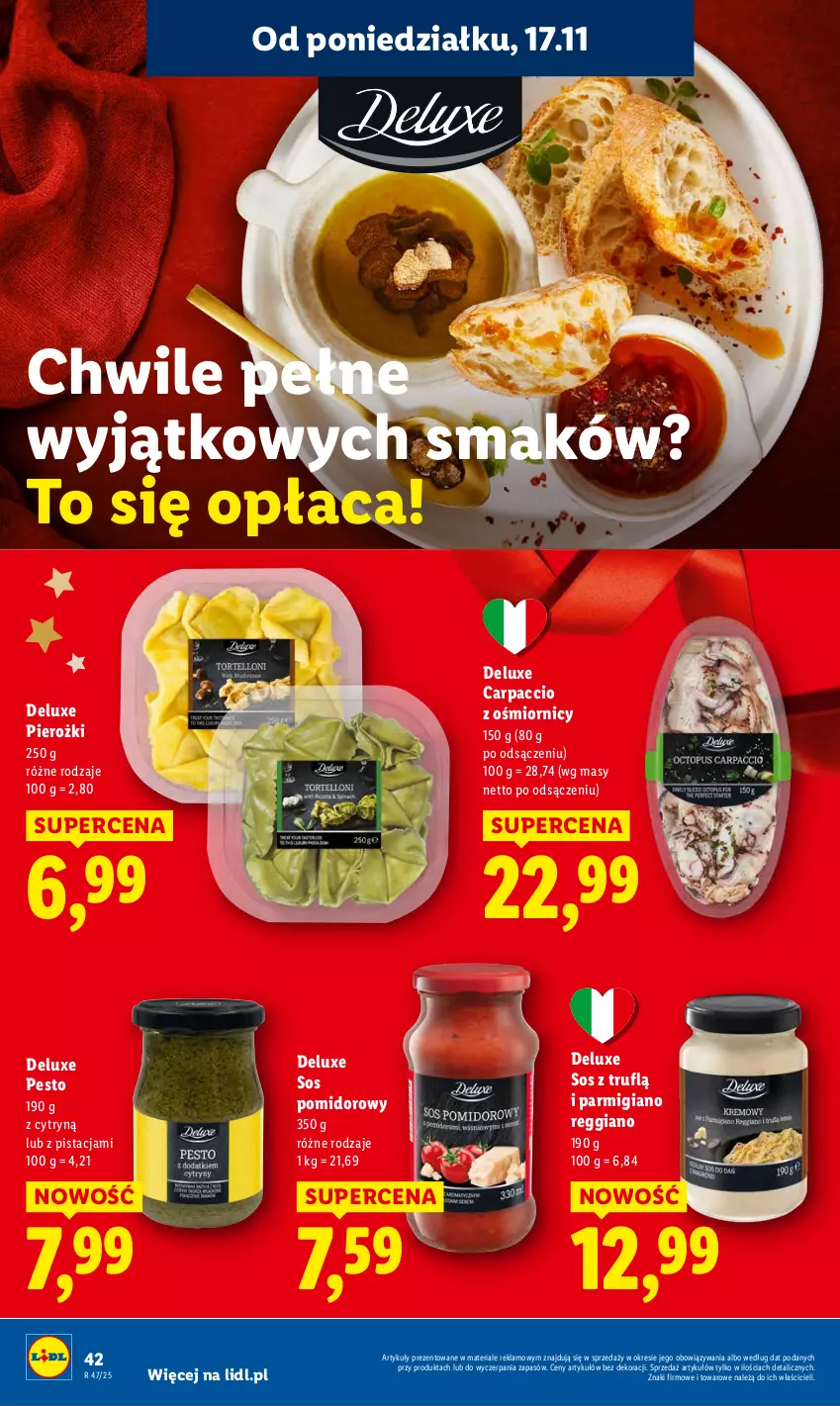 Gazetka promocyjna Lidl - GAZETKA - ważna 17.11 do 19.11.2025 - strona 42 - produkty: Carpaccio, Pesto, Sos, Sos pomidorowy