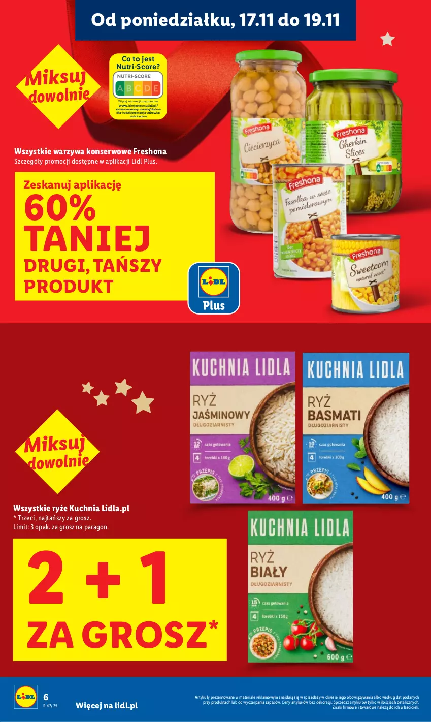 Gazetka promocyjna Lidl - GAZETKA - ważna 17.11 do 19.11.2025 - strona 6 - produkty: Kuchnia, Ryż, Ser, Warzywa, Warzywa konserwowe, Wazon