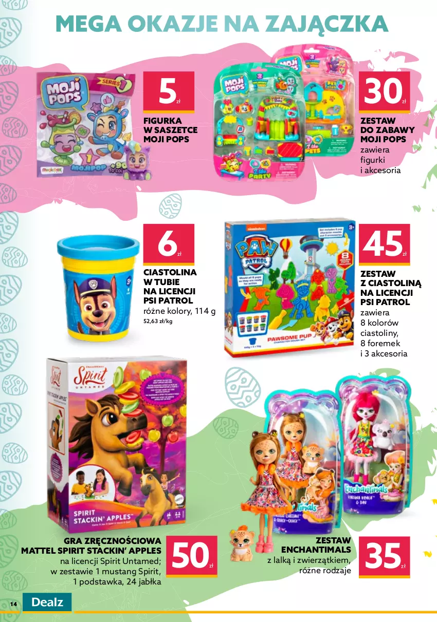 Gazetka promocyjna Dealz - KATALOG WIELKANOCNYO kurczę! Ale ceny! - ważna 28.03 do 16.04.2022 - strona 14 - produkty: Enchantimals, Gra, Jabłka, Mattel, Mus, Obrus, Psi Patrol, Zabawka