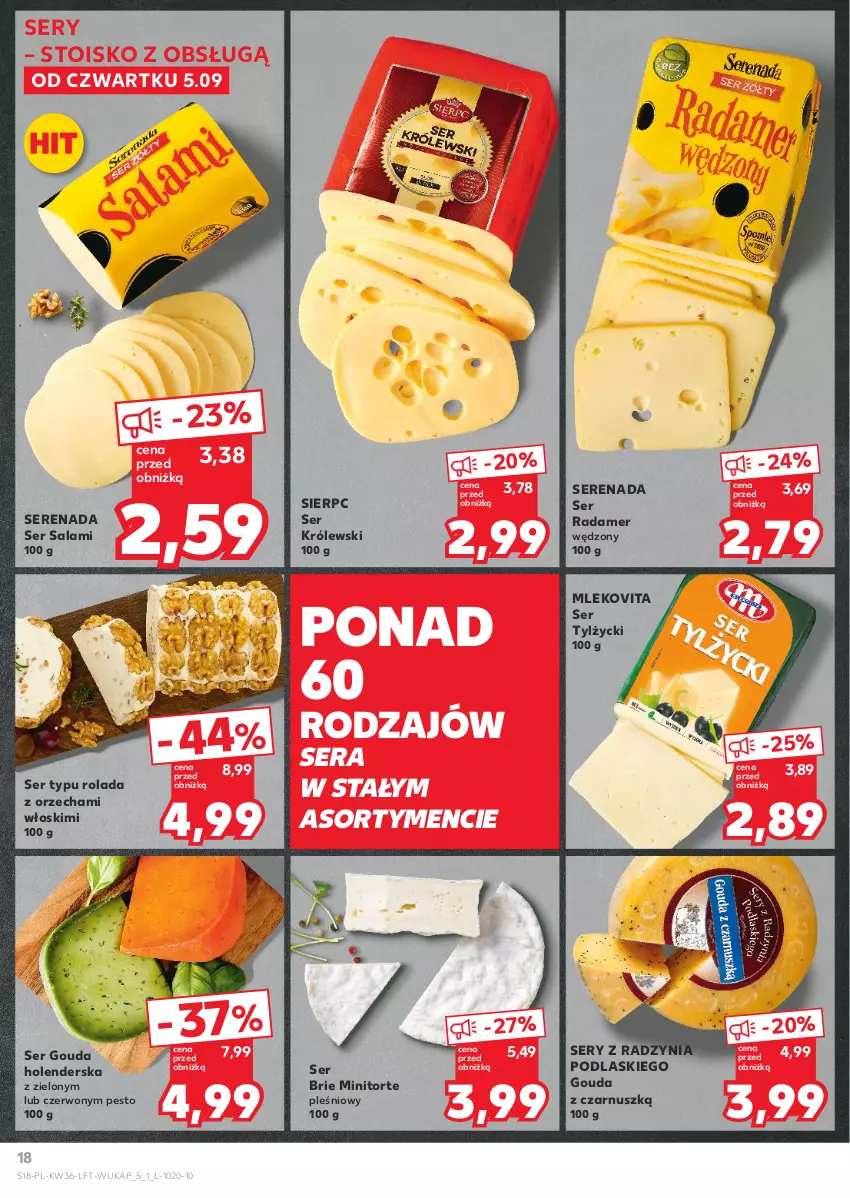 Gazetka promocyjna Kaufland - Gazetka tygodnia - ważna 05.09 do 11.09.2024 - strona 18 - produkty: Brie, Gouda, Królewski, Mleko, Mlekovita, Pesto, Podlaski, Radamer, Rolada, Salami, Ser, Ser salami, Ser tylżycki