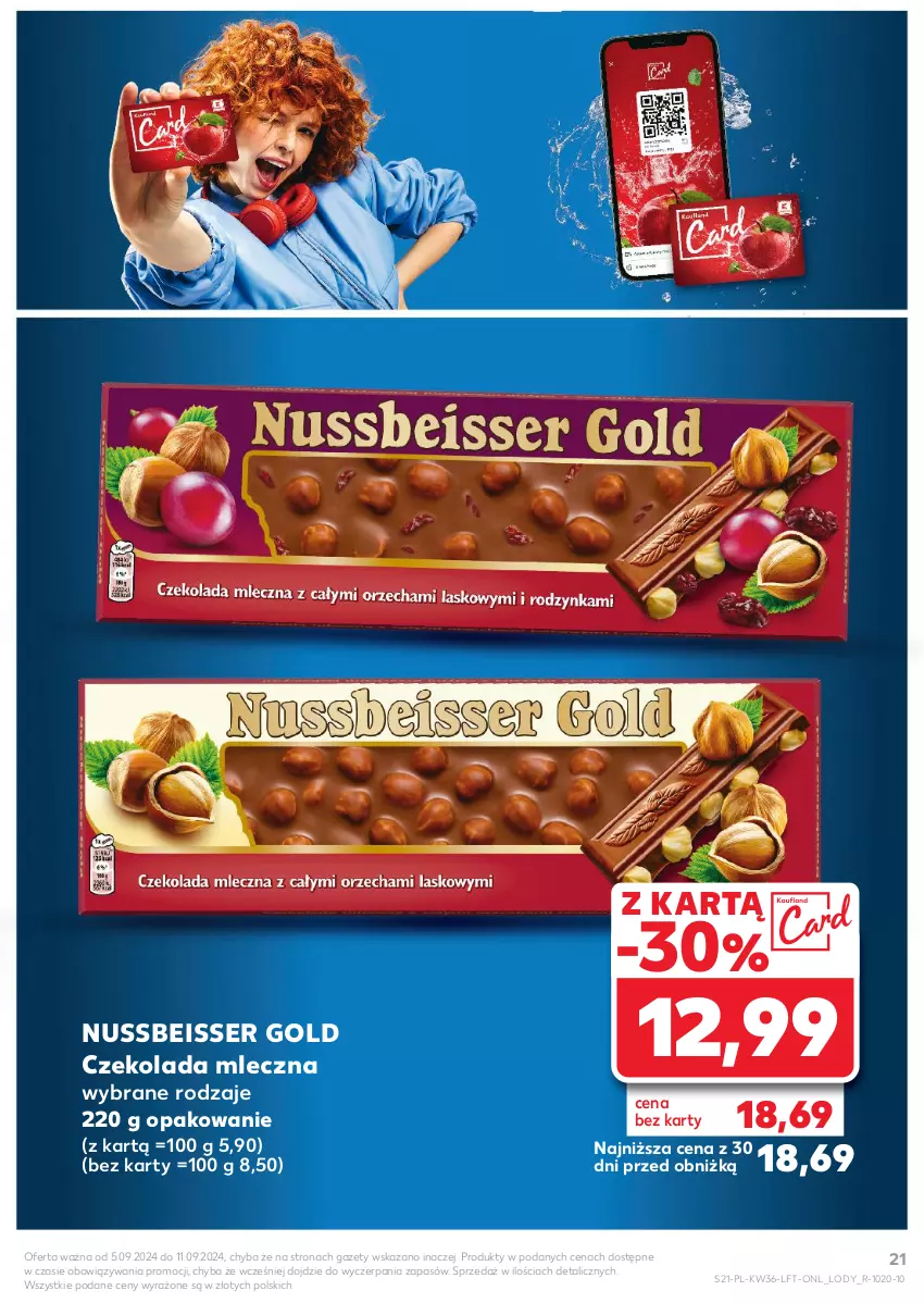 Gazetka promocyjna Kaufland - Gazetka tygodnia - ważna 05.09 do 11.09.2024 - strona 21 - produkty: Czekolada, Czekolada mleczna, Lody, Ser