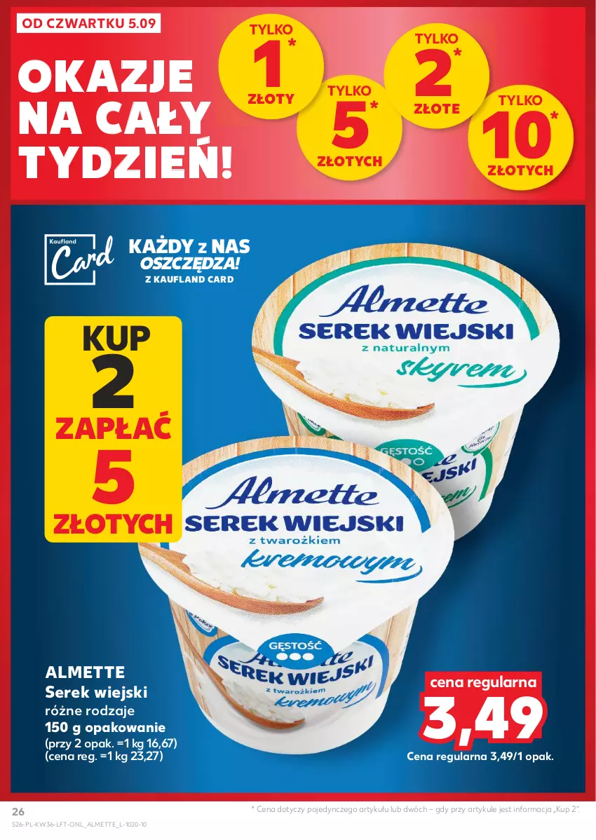 Gazetka promocyjna Kaufland - Gazetka tygodnia - ważna 05.09 do 11.09.2024 - strona 26 - produkty: Almette, Ser, Serek, Serek wiejski