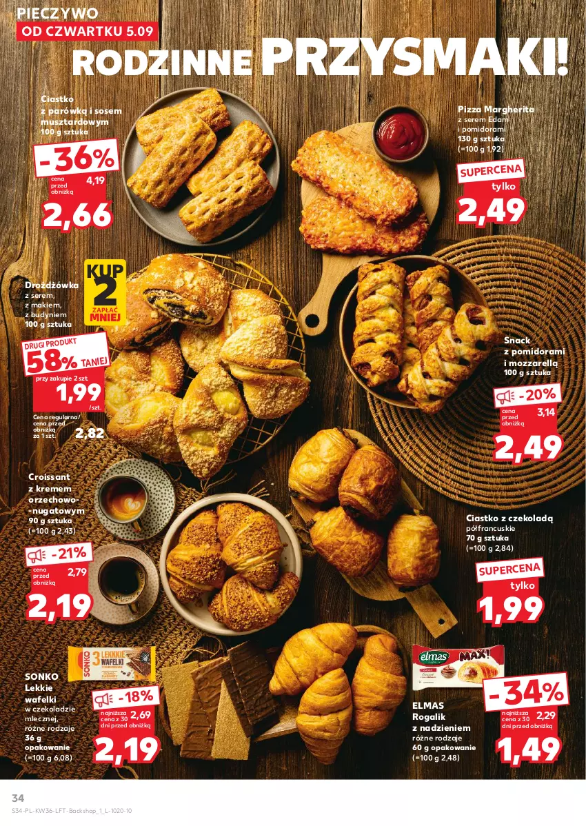 Gazetka promocyjna Kaufland - Gazetka tygodnia - ważna 05.09 do 11.09.2024 - strona 34 - produkty: Croissant, Edam, Mus, Piec, Pieczywo, Pizza, Pizza margherita, Przysmaki, Rogal, Ser, Sonko, Sos