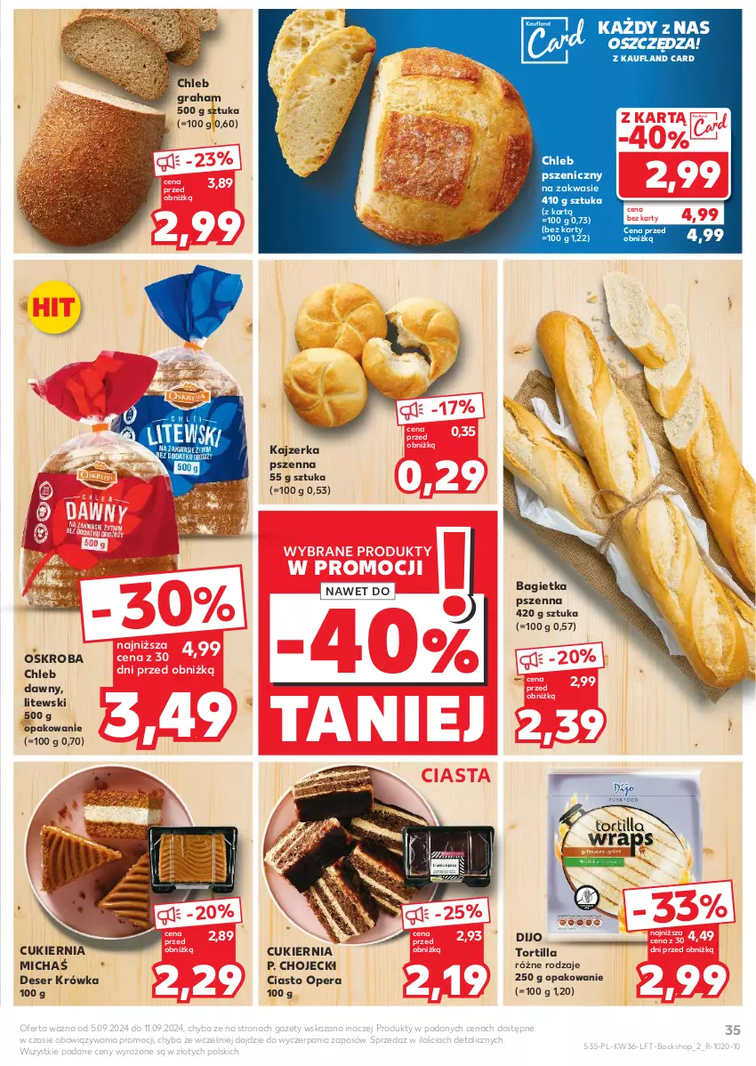 Gazetka promocyjna Kaufland - Gazetka tygodnia - ważna 05.09 do 11.09.2024 - strona 35 - produkty: Bagietka, Bagietka pszenna, Chleb, Cukier, Deser, Gra, Kajzerka, Kajzerka pszenna, Ser, Tortilla